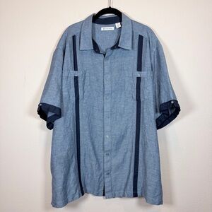 Cubavera Navy Casual Button-Down Guayabera Shirt Size 2X